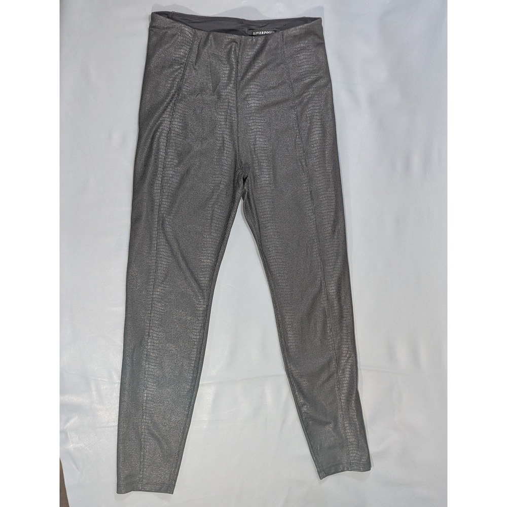 Liverpool Los Angeles Black Croc Embossed Metallic Leggings Size 8 LM2121P1711